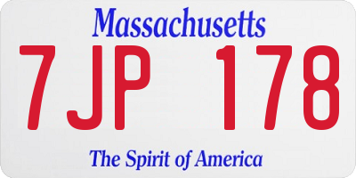 MA license plate 7JP178