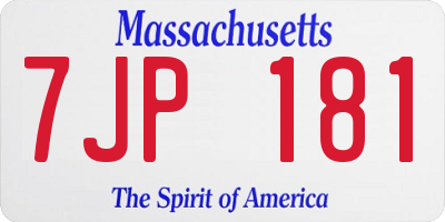 MA license plate 7JP181