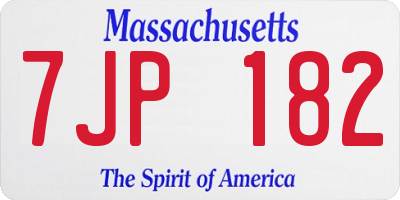 MA license plate 7JP182