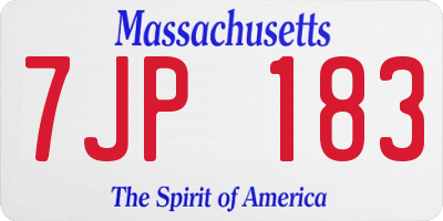 MA license plate 7JP183