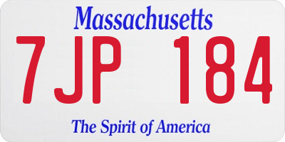 MA license plate 7JP184