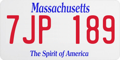 MA license plate 7JP189