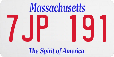 MA license plate 7JP191