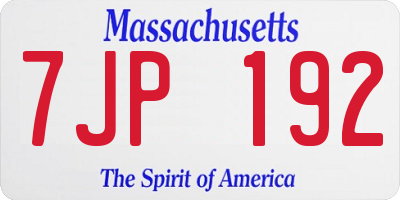 MA license plate 7JP192