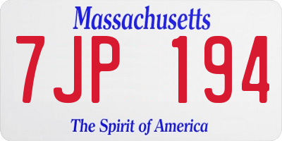 MA license plate 7JP194