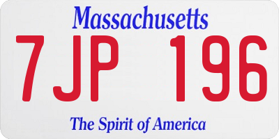 MA license plate 7JP196