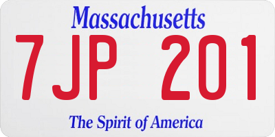 MA license plate 7JP201