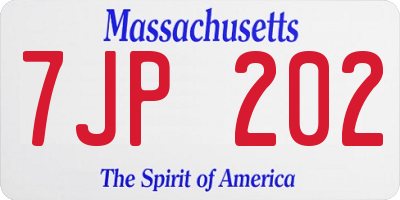 MA license plate 7JP202