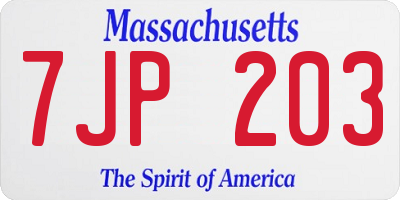 MA license plate 7JP203