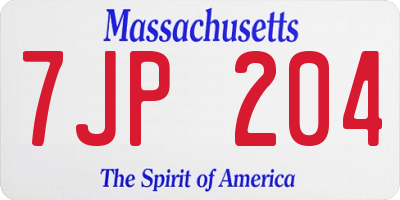 MA license plate 7JP204