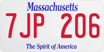 MA license plate 7JP206