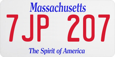 MA license plate 7JP207