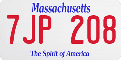 MA license plate 7JP208