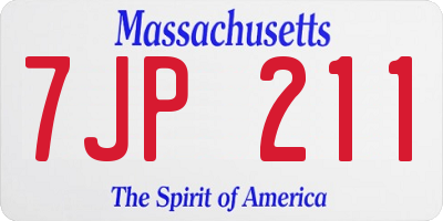 MA license plate 7JP211