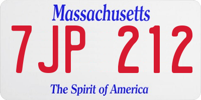 MA license plate 7JP212