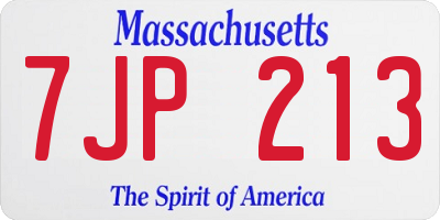 MA license plate 7JP213
