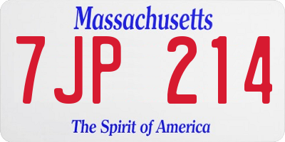 MA license plate 7JP214