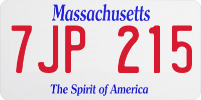 MA license plate 7JP215