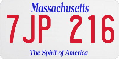 MA license plate 7JP216