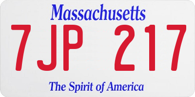 MA license plate 7JP217