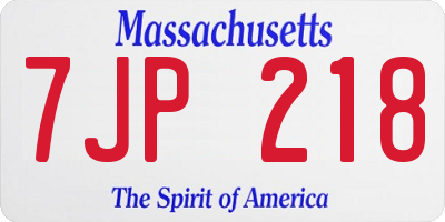 MA license plate 7JP218