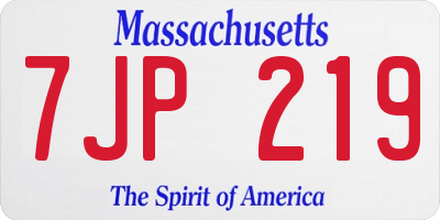 MA license plate 7JP219