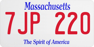 MA license plate 7JP220