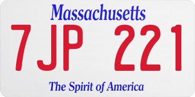MA license plate 7JP221