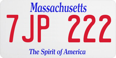 MA license plate 7JP222