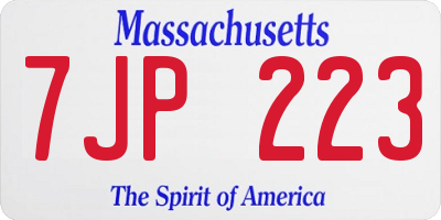 MA license plate 7JP223