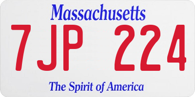MA license plate 7JP224