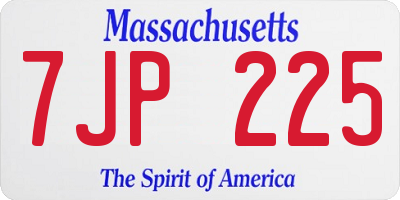 MA license plate 7JP225