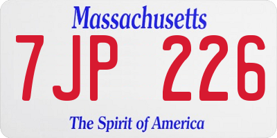 MA license plate 7JP226