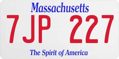 MA license plate 7JP227