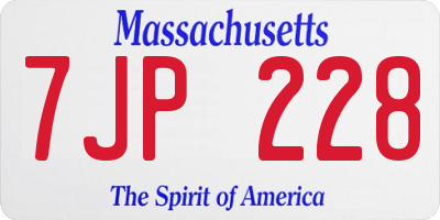 MA license plate 7JP228