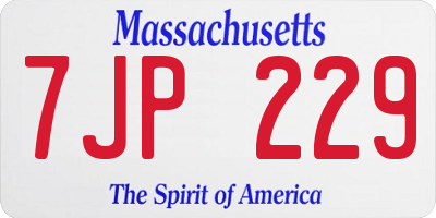 MA license plate 7JP229