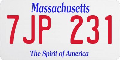 MA license plate 7JP231