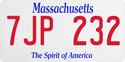 MA license plate 7JP232