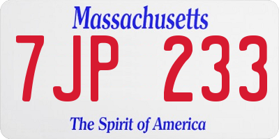 MA license plate 7JP233