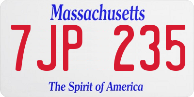 MA license plate 7JP235