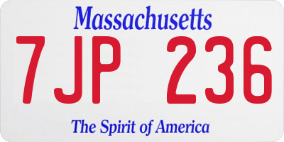 MA license plate 7JP236