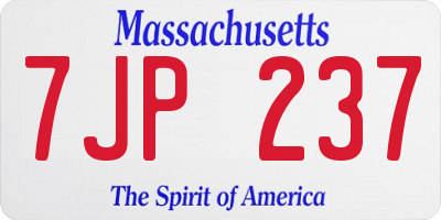 MA license plate 7JP237