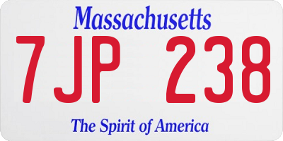 MA license plate 7JP238