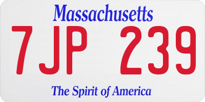 MA license plate 7JP239