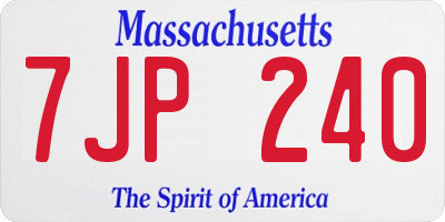 MA license plate 7JP240