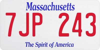 MA license plate 7JP243