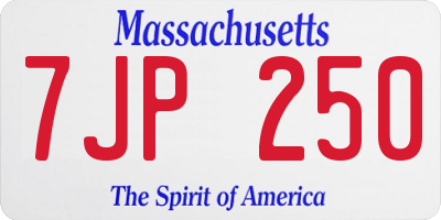 MA license plate 7JP250