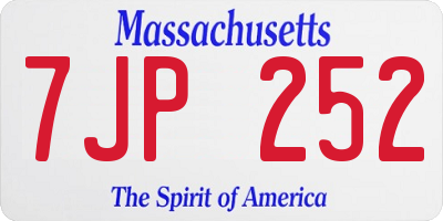MA license plate 7JP252