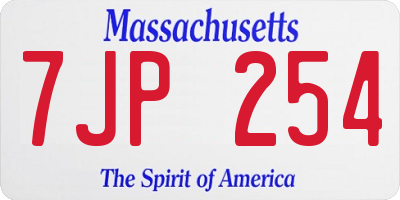 MA license plate 7JP254