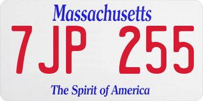 MA license plate 7JP255
